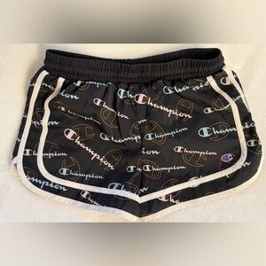 Champion Women's Black Athletic Shorts with Multicolor Logo 8/10